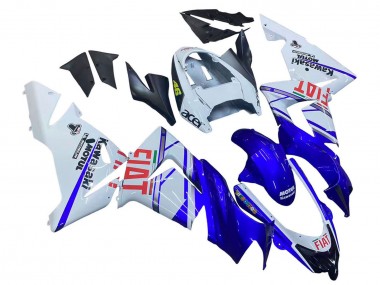 Meilleurs Carénages Moto Kawasaki ZX10R 2004-2005 - Bleu Brillant Blanc Fiat Motul
