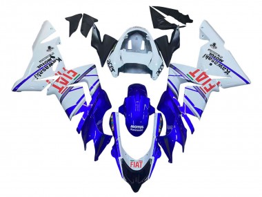 Meilleurs Carénages Moto Kawasaki ZX10R 2004-2005 - Bleu Brillant Blanc Fiat Motul