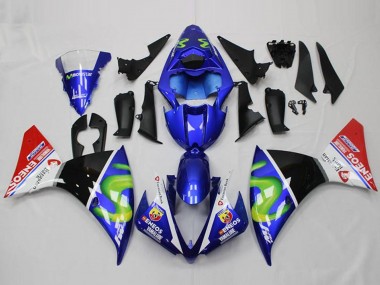 Meilleurs Carénages Moto Yamaha YZF R1 2012-2014 - Bleu Blanc Rouge Noir Brillant Vert ENEOS Yamalube