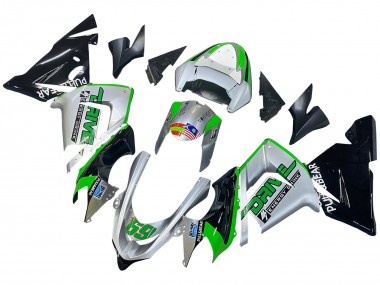 Meilleurs Carénages Moto Kawasaki ZX10R 2004-2005 - Vert Argent Noir 69