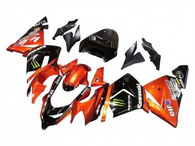 Meilleurs Carénages Moto Kawasaki ZX10R 2004-2005 - Burnt Orange Noir Monstre Elf