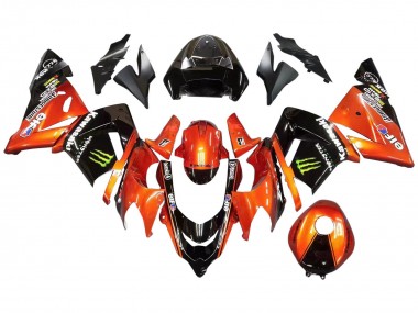 Meilleurs Carénages Moto Kawasaki ZX10R 2004-2005 - Burnt Orange Noir Monstre Elf