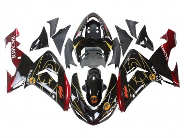 Meilleurs Carénages Moto Kawasaki ZX10R 2006-2007 - Noir Rouge Or BACARDI
