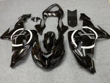 Meilleurs Carénages Moto Kawasaki ZX10R 2006-2007 - Noir Brillant Blanc Cercle