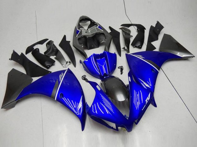 Carénages Moto Yamaha YZF R1 2012-2014 - Bleu Blanc Noir Brillant