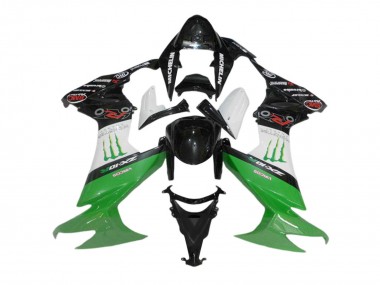 Meilleurs Carénages Moto Kawasaki ZX10R 2008-2010 - Noir Brillant Blanc Vert Monstre