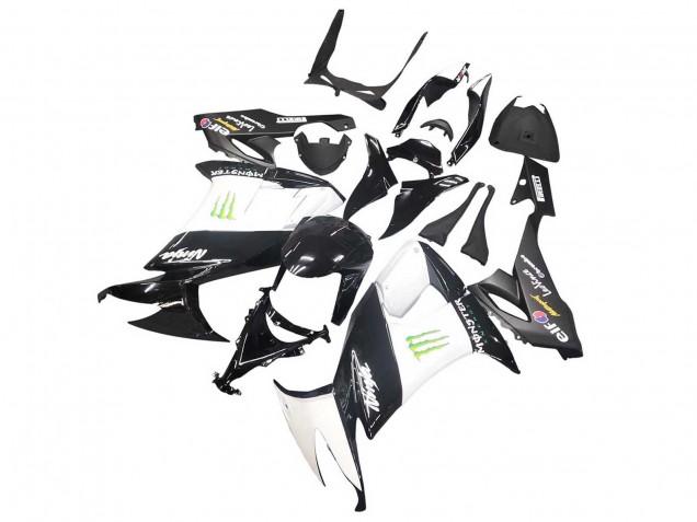 Carénages Moto Kawasaki ZX10R 2008-2010 - Noir Brillant Blanc Vert Monstre Elf