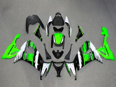 Meilleurs Carénages Moto Kawasaki ZX10R 2008-2010 - Blanc Vert Noir Brillant Flamme
