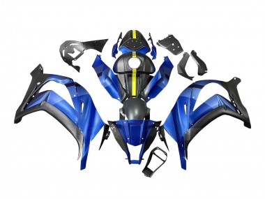 Meilleurs Carénages Moto Kawasaki ZX10R 2008-2010 - Bleu Jaune Noir Mat