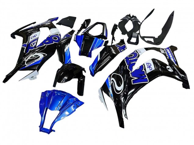 Carénages Moto Kawasaki ZX10R 2011-2015 - Bleu Blanc Noir Brillant