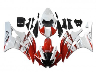 Meilleurs Carénages Moto Yamaha YZF R6 2006-2007 - Blanc Rouge Noir Motul Michelin