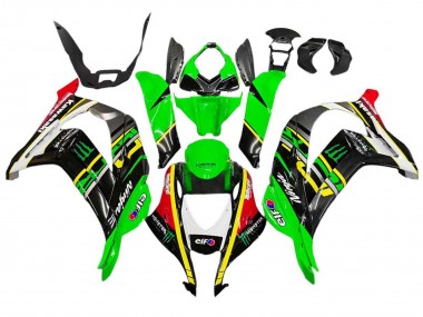 Meilleurs Carénages Moto Kawasaki ZX10R 2016-2020 - Vert Jaune Rouge Noir Elf Monstre