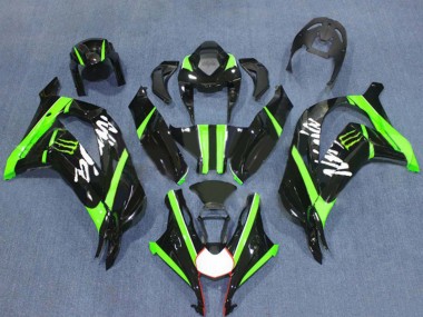 Meilleurs Carénages Moto Kawasaki ZX10R 2016-2020 - Noir Brillant Vert Monstre