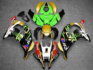 Meilleurs Carénages Moto Kawasaki ZX10R 2016-2020 - Vert Or Blanc Rouge Noir Elf Monstre