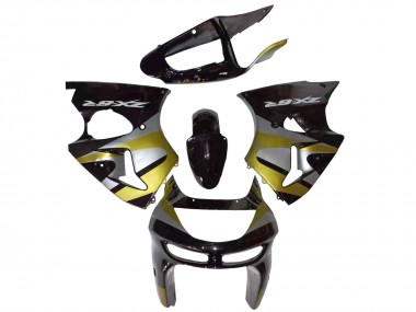 Meilleurs Carénages Moto Kawasaki ZX6R 1998-1999 - Noir Brillant Argent Jaune