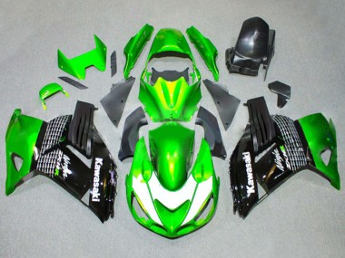 Meilleurs Carénages Moto Kawasaki ZX14R ZZR1400 2006-2011 - Vert Blanc Noir Brillant