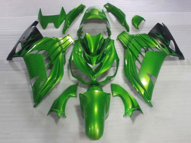 Meilleurs Kits Carénage Moto ABS Kawasaki ZX14R ZZR1400 2006-2011 - Vert Noir Brillant