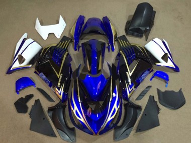 Meilleurs Carénages Moto Kawasaki ZX14R ZZR1400 2006-2011 - Blanc Bleu Or