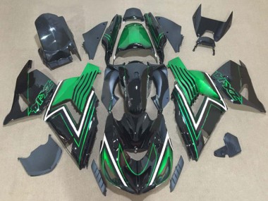 Meilleurs Kits Carénage Moto Kawasaki ZX14R ZZR1400 2006-2011 - Vert Noir Brillant