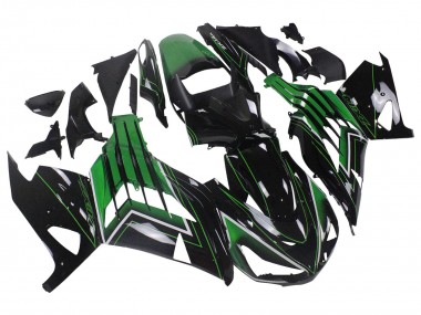Meilleurs Carénages Moto Kawasaki ZX14R ZZR1400 2012-2024 - Vert Noir Brillant Bande
