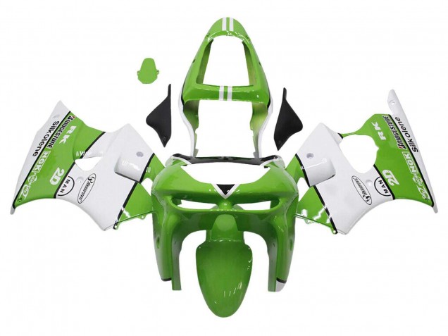 Carénages Moto Kawasaki ZX6R 1998-1999 - Vert Blanc Noir Silkolene Bridgestone