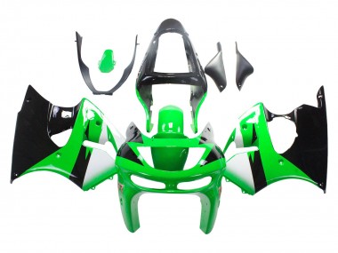 Meilleurs Carénages Moto Kawasaki ZX6R 1998-1999 - Vert Blanc Noir Brillant