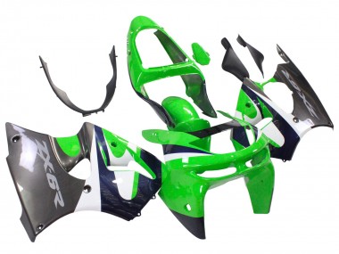 Meilleurs Carénages Moto Kawasaki ZX6R 1998-1999 - Vert Blanc Bleu Foncé Argent