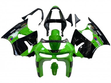 Meilleurs Carénages Moto Kawasaki ZX6R 1998-1999 - Vert Noir Brillant Elf Bridgestone