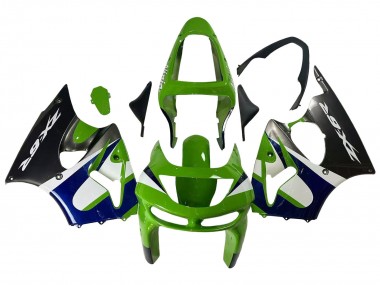 Meilleurs Carénages Moto Kawasaki ZX6R 1998-1999 - Vert Blanc Bleu Argent Noir Brillant