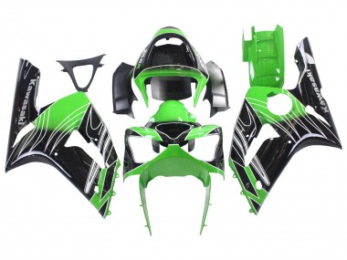 Meilleurs Carénages Moto Kawasaki ZX6R 2003-2004 - Vert Blanc Noir