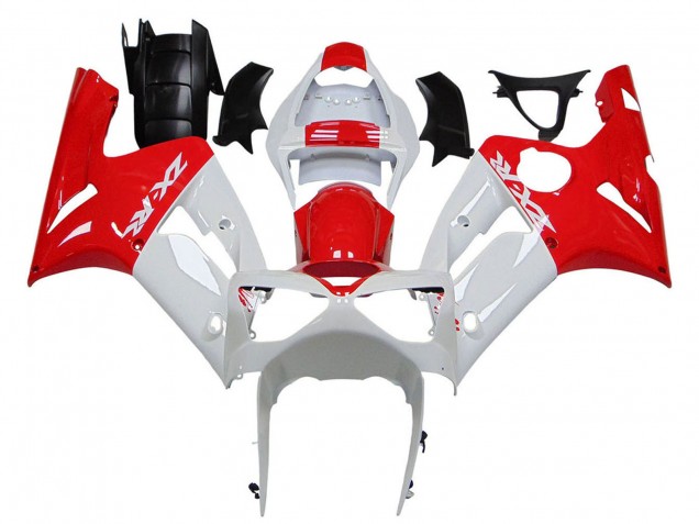 Carénages Moto Kawasaki ZX6R 2003-2004 - Blanc Rouge