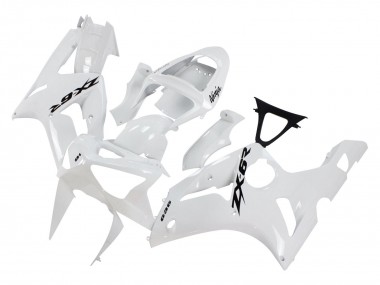 Meilleurs Carénages Moto Kawasaki ZX6R 2003-2004 - Blanc Noir Décalque