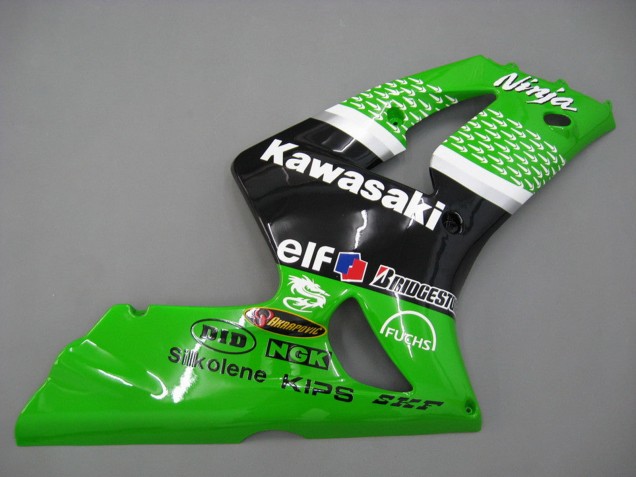 Carénages Moto Kawasaki ZX6R 2003-2004 - Vert Blanc Noir Elf Bridgestone
