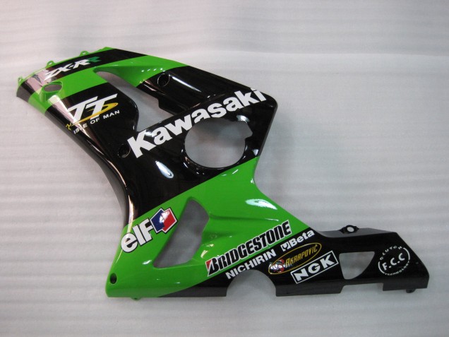 Carénages Moto Kawasaki ZX6R 2003-2004 - Vert Noir Elf Bridgestone