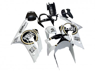 Meilleurs Carénages Moto Kawasaki ZX6R 2003-2004 - Blanc Noir Motul Lucky Strike