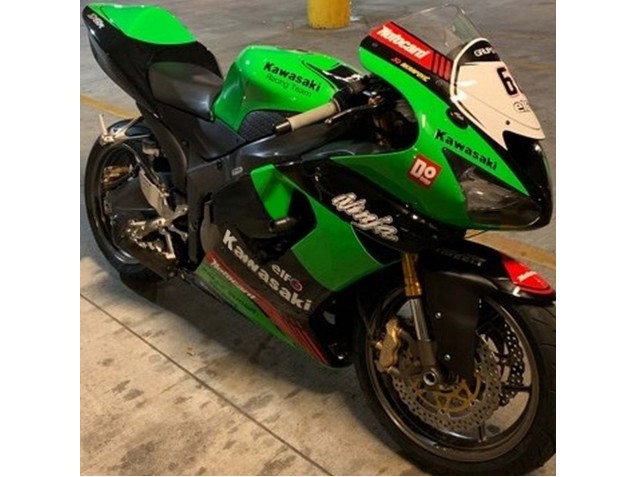 Carénages Moto Kawasaki ZX6R 2005-2006 - Vert Rouge Noir Elf 66