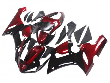 Meilleurs Carénage Moto Kawasaki ZX6R 2005-2006 - Rouge Noir Brillant