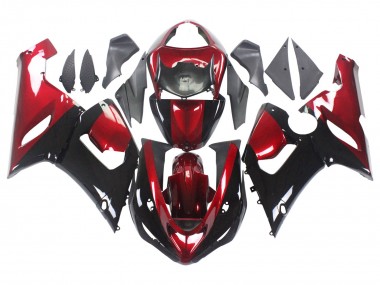 Meilleurs Carénage Moto Kawasaki ZX6R 2005-2006 - Rouge Noir Brillant