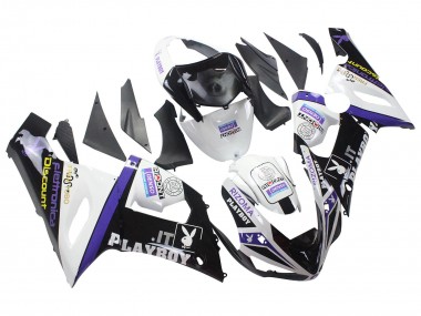 Meilleurs Carénages Moto Kawasaki ZX6R 2005-2006 - Blanc Violet Noir Rizoma Playboy DENSO