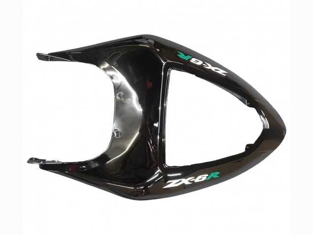 Carénage Moto Kawasaki ZX6R 2005-2006 - Noir Brillant Vert Flamme
