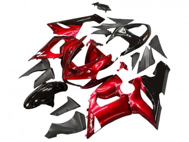 Meilleurs Carénages Moto Kawasaki ZX6R 2005-2006 - Rouge Noir