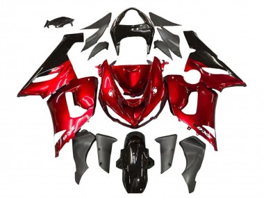 Meilleurs Carénages Moto Kawasaki ZX6R 2005-2006 - Rouge Noir