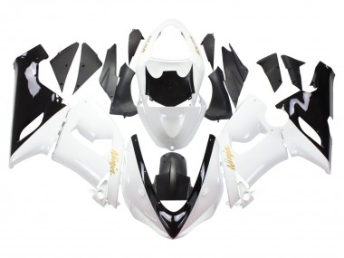 Meilleurs Carénages Moto Kawasaki ZX6R 2005-2006 - Blanc Noir Or Ninja