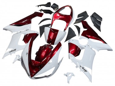 Meilleurs Carénages Moto Kawasaki ZX6R 2005-2006 - Blanc Rouge