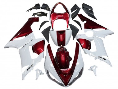 Meilleurs Carénages Moto Kawasaki ZX6R 2005-2006 - Blanc Rouge