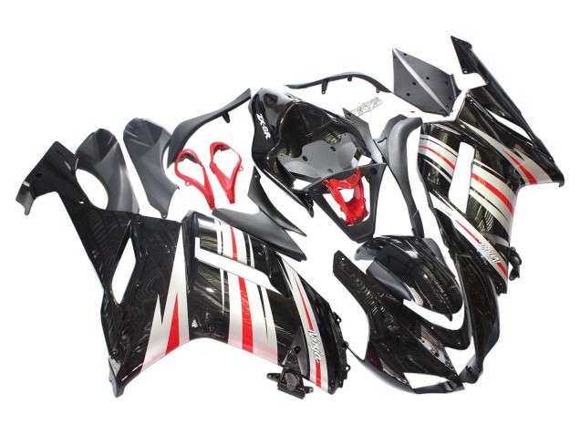 Carénages Moto Kawasaki ZX6R 2007-2008 - Noir Argent Rouge Ninja