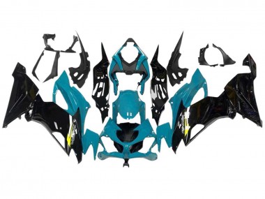 Meilleurs Carénages Moto Kawasaki ZX6R 2009-2012 - Bleu Clair Noir Brillant Jaune
