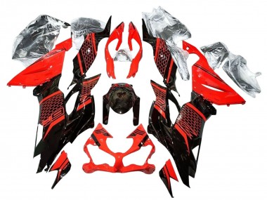 Meilleurs Carénages Moto Kawasaki ZX6R 2019-2022 - Rouge Noir Brillant Rayon de Miel