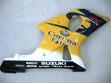 Meilleurs Carénages Moto Suzuki GSXR1000 2000-2002 - Jaune Bleu Foncé Blanc Motul Corona