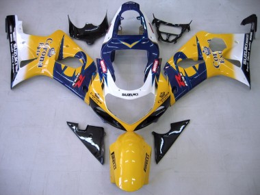 Meilleurs Carénages Moto Suzuki GSXR1000 2000-2002 - Jaune Bleu Foncé Blanc Motul Corona